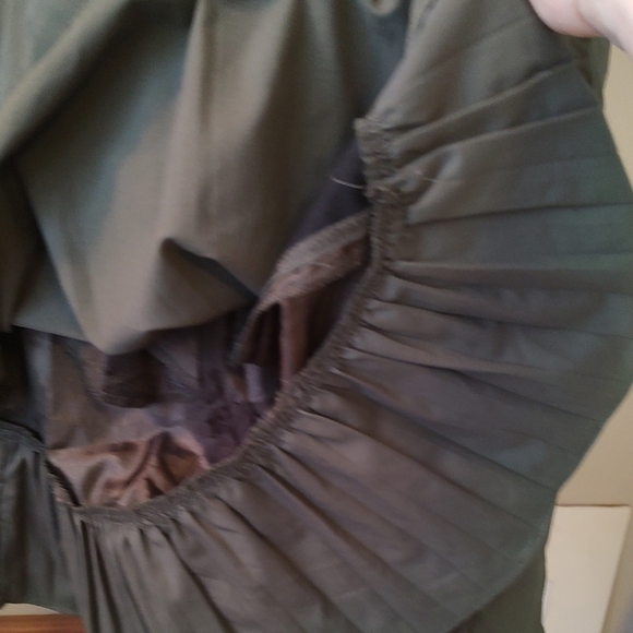 Olive Green Cotton Dress with Floral Detail Medium - Picture 6 of 16